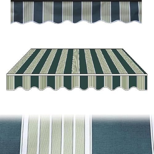 IMUNKT Tessuto di Ricambio per Tenda da Sole Retrattile Manuale 200 250 300 400 500cm, Telo di Ricambio, Motivo A Righe, Tettoia per Patio (Senza Telaio)(Stripe 2,8x6.5ft/2.5x2m)
