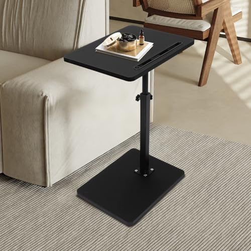 Simcat C-förmiger Beistelltisch, 360 Grad drehbar, höhenverstellbarer Beistelltisch, Sofa-Armlehne, Snack-Beistelltisch für Bett oder Stuhl mit Handy-Tablet-Schlitz (Schwarz)