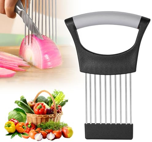 Onion Chopper, 2025 New Stainless Steel Onion Slicer, Kitchen Tools & Gadgets for Lemon Tomato Onion Cutter,Used for Fruits, Potatoes, Food Cutting and Vegetables Slicer (1, Blk-Wh)