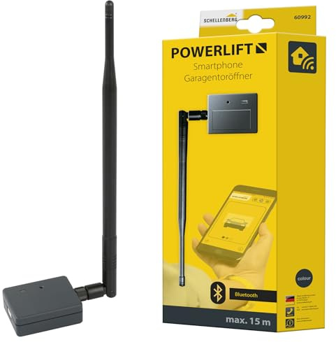 Schellenberg smartphone apriporta per garage con LED e cavo USB, portata massima 15 m, frequenza radio 2,4 GHz, con app gratuita, 60992