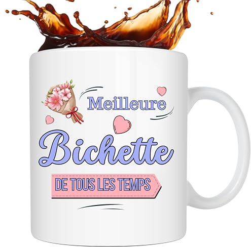 Jassimino cadeau Bichette - Mug Bichette - tasse Bichette Original - cadeaux pour Femmes original - tasse a cafe original -mug personnalisé tutrice- tasse rigolote -idee cadeau Femme anniversaire -