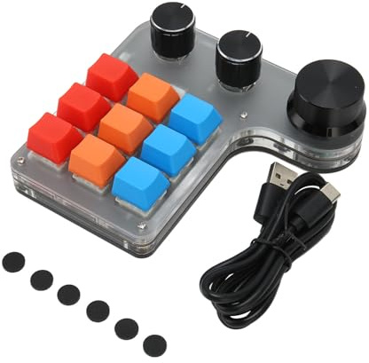Tomantery 9 Keys Programmable Mechanical Keyboard Compact Portable for Gaming Office, USB Bluetooth One Handed Macro Keyboard for Computer Universal