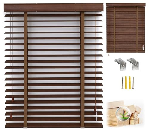 Träpersienner 50 mm, Horisontella Träpersienner för Inomhusfönster, 88 95 100 130 160 215 cm Mörkläggande Venetianska Persienner, Privatfönsterskydd för Sovrum och Badrum(C-6008,W100xH240cm)