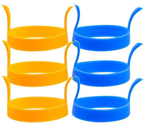 YARNOW Anelli Stampi Rivestimento 6 in Uova per e Antiaderenti Silicone Nonstick Rotondi Versatili Frittata e Pancake Cucina Domestica