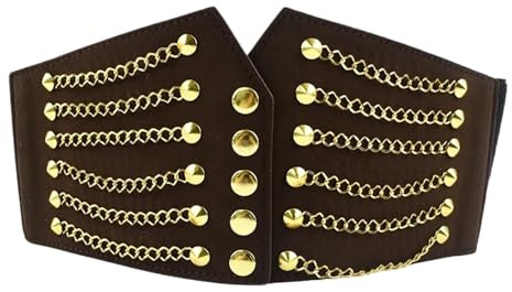 MEYTXOA Cinturon Corset Corsé de 64cm for mujer, cinturón ancho, fajas for, cinturones elásticos, con remaches cadena, accesorios abrigo for vestido femenino