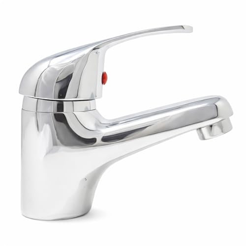 Robinet mitigeur pour lavabo avec finition chromée brillante | Kit complet de montage