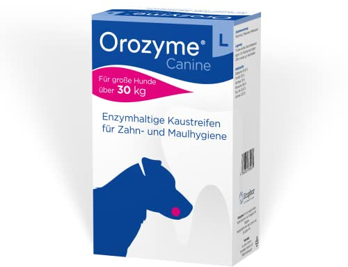 Orozyme Kaustreifen L | Für große Hunde | 141 g | Zahnpflege | ecuphar | Ergänzungsfuttermittel | Zur Unterstützung der Maulhygiene | Mit Kollagen & Malzgeschmack
