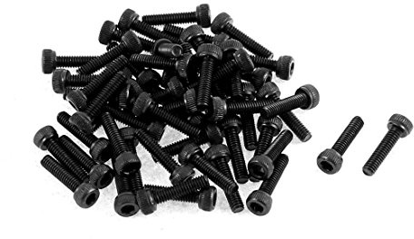 sourcing map 50pcs M2.5 x 10mm Legierung Stahl Innensechskant Kappe Maschinenschraube Schwarz de