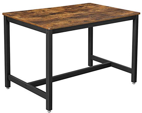 VASAGLE Esszimmertisch für 4 Personen, Esstisch, Küchentisch, 120 x 75 x 75 cm, robuster Metallrahmen, industrieller Stil, für Wohnzimmer, Esszimmer, rustikales braun, schwarz KDT75X