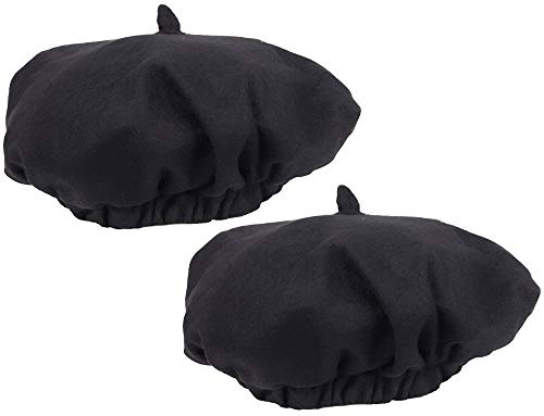 COM-FOUR® 2x svart basker, för vardagsliv, karneval, karneval, Halloween & temafester, Béret i en storlek, bra modeaccessoar eller kostym