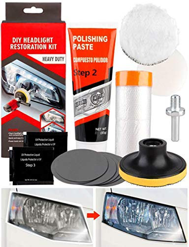 Kit de restauración de Faros Para pulir Faros. Restaurar Faros Opacos y arañados, Restaurador De Faros amarillentos o Desgastados