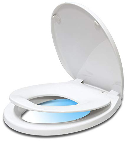 Round Toilet Seat with Built in Potty Training Seat, Slow Close, Easy Clean,Fit Standard Round Toilet, Plastic, White