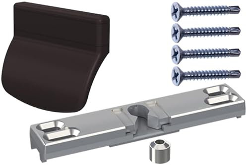 NAJDER Loquet de porte fixe de balcon, Loquet universel de porte de balcon, Kit complet avec poignée, socle, vis, sécurité anti-fumée, Couleur : Brun argile RAL 8003