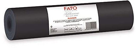 Fato - Runner da Tavola, Effetto Tessuto, Dimensione 0.4x24 m, Pretagliato ogni 1.20 m, Confezione da 20 Runner, Carta a secco, Airliad, Alta Qualità, Colore Nero