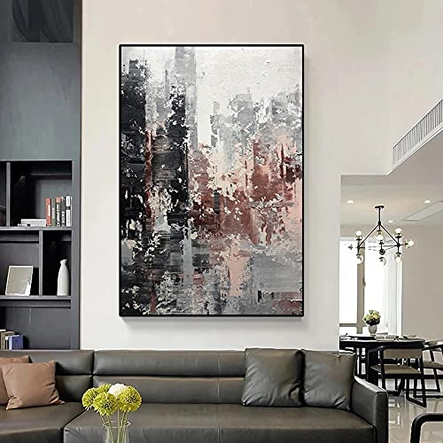 Lienzo gris grande abstracto pintura carteles e impresiones nórdicos modernos cuadros de arte de pared para la decoración del hogar de la sala de estar 70x120cm (28x43in) con marco