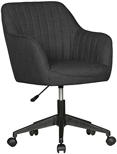 Schreibtischstuhl MIAMI Anthrazit Stoff Design Drehstuhl mit Lehne 120 kg | Retro Bürostuhl Drehsessel mit Rollen | Designer Schalenstuhl bequem | PC Stuhl Schreibtischsessel Büro | Bürosessel