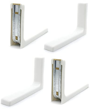 DOJA Barcelona | Reggimensola con Coperchio | 4 Reggimensola con Copertura | 115x78mm | Staffa con Coperchio in Plastica | Staffa per Mensola Angolare, Scaffali Armadio e Copri Scaffale in Plastica