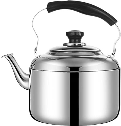Bollitore per tè in acciaio inox con fischio da 4 L/5 L/6 L, bollitore a specchio lucido per uso alimentare a gas per uso domestico di grande capacità in acciaio inox (6 L)