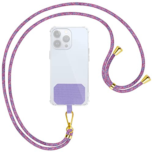 mtb more energy® Universal Handykette - Purple Unicorn - Metallteile Farbe Gold - kompatibel mit vielen Handyhüllen - Band Seil Kordel zum Umhängen