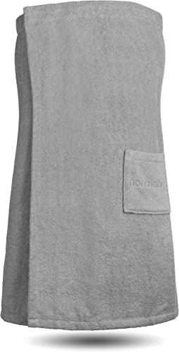 normani Damen Sauna Kilt Saunahandtuch aus 100% Bio-Baumwolle - extra groß ab Größe 44 Grau 80 x 170 cm