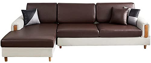 DEZYPZAM Leder Sofa Sitzkissenbezug, PU Sofakissen Elastischer Schonbezug Sitzkissenschutz, Wasserdicht Möbelschutz Husse Überzug Bezug Für Couch Sitzkissen (Dunkelbraun,Großer 1-Sitzer)