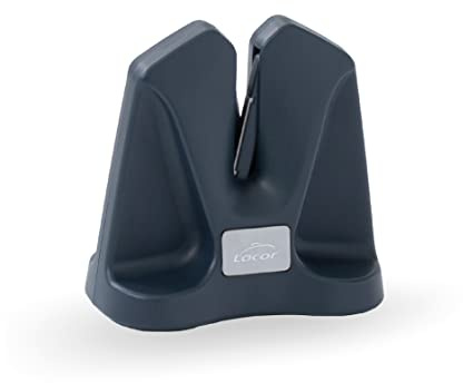 Lacor 39263 - Afilador de Cuchillos Manual, Diseño vertical, Dos fases | Para un uso práctico y profesional en cocina; base antideslizante, ideal para cocina profesional y uso diario en casa