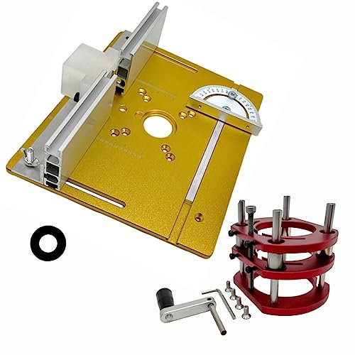 FUYAO Router Lift, Frästisch Für Oberfräsen Mit Set Holzbearbeitung Router Tisch Holz Bearbeitung Router Tisch Werkbank Trimmer Gravier Maschine Base Support Maximum Lift 51Mm, DIY Werkzeug Set