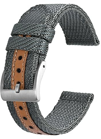 BISONSTRAP Sportliche Nylon Uhrenarmband, Militär Uhrenarmbänder für Herren, 18mm 20mm 22mm, Mehrere Farben