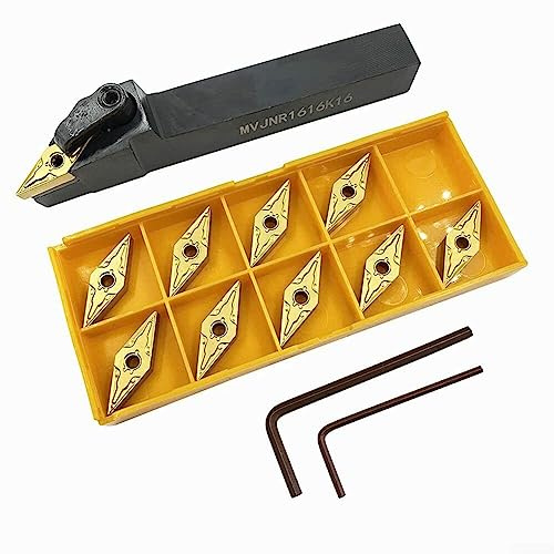 CNC-Drehmeißel-Einsätze, 93° MVJNR 1616K16 16 mm × 125 mm, CNC-Außendrehwerkzeughalter + 10 Stück VNMG160404-MA Einsätze
