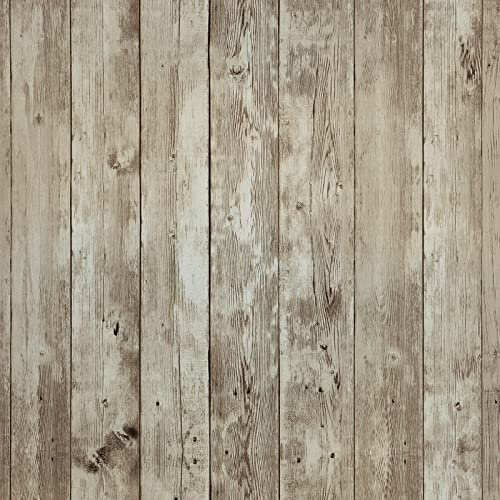 VEELIKE Papier Peint Imitation Bois Marron Panneaux en Bois 3D Brun Adhesif pour Meuble Vintage Stickers pour Meubles Armoire Papiers Peints Porte Chambre Imperméable Amovible 45cm x 300 cm
