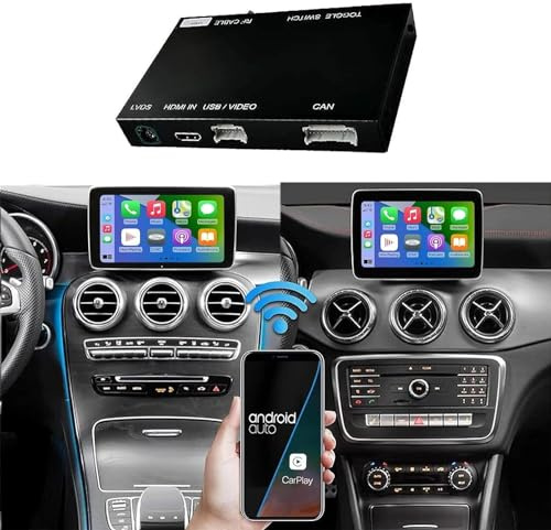 Ninetom Wireless CarPlay & Android Auto Retrofit Kit Decoder für 2016–2018 Mercedes Benz A/B/C/GLK/GLA/GLC/GLS/ML/GL/SLK/E/G/V-Klasse mit NTG5.0, unterstützt Navigation, Mirrorlink, Rückfahrkamera