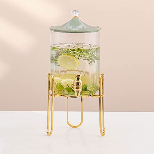 Vintage Beverage Dispensers - Glass Jar Drinks Dispenser with Tap and Stand for Cocktail Punch, High Temperature Resistance Juice Dispenser - Perfect for Parties and Events
