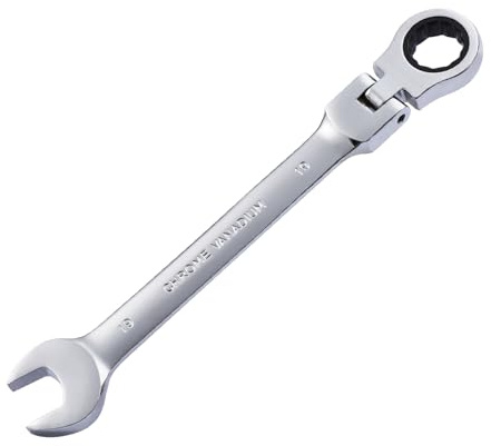 Gedlex Chiavi Cricchetto 19 mm Flessibile 180° e Chiavi Fisse Aperta a 15° | Chiavi Metriche, Chiavi a Cricchetto in Cromo Vanadio, Rresistente all'abrasione, Aantiscivolo, Rresistente allo Sporco