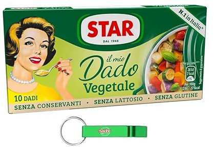 5x Star Il Mio Dado Vegetale,Brühwürfel Brühe mit 9 Gemüsesorten,Kartons mit 10 Gemüsewürfel + Beni Culinari Kostenloser Schlüsselanhänger