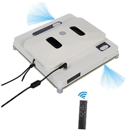 MZZYG Robot lavavetri Robot Lavavetri Ultrasottile con Spruzzatore, Lavatrice for La Pulizia dei Vetri Intelligente, Due Serbatoi d'Acqua, App, Rilevamento dei Bordi con Telecomando(2988 Water Spray)