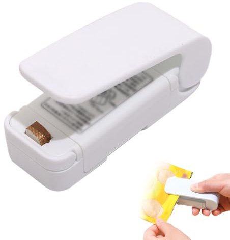 Manuelle Versiegelungsmaschine,Mini Folienschweißgerät, Bag Sealer Versiegelungsmaschine Hand Verschlussgerät für Plastiktüten Beutel Spänesäcke Lebensmittellagerung Snack (Weiß, 1PCS)