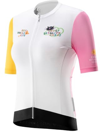 ROCKBROS TVI cykeltröja för kvinnor cykelshorts andningsbara snabbtorkande cykelskjorta cykeltoppar reflekterande vägcykel jersey med 3 fickor mountainbike vägcykel jersey kvinnor sporttröjor, Vit &