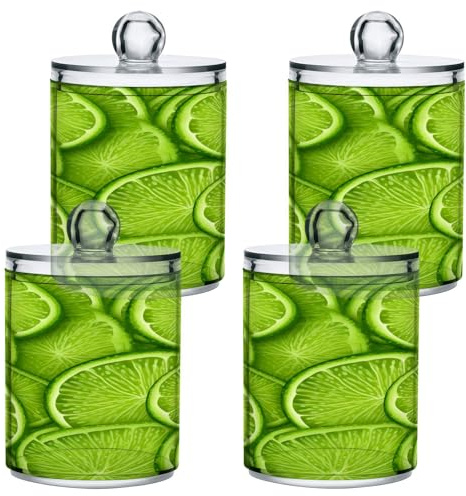 SKYSHU Lot de 4 bocaux hermétiques en plastique transparent pour thé, sucre, 420 ml, distributeur Qtip avec couvercle, boîte de rangement transparente pour boule de coton, coton-tige