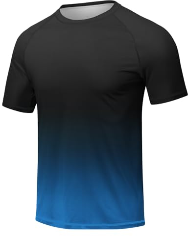 Huayuzh Mens Swimming Short Sleeve Shirt Rash Guards | UPF 50+,Quick Drying,Stretch,Summer Surfing,Surfing,Beach,Hiking,Sport