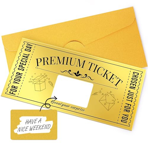 FITMITE Golden Ticket, Special Birthday Card with Scratch Sticker, Gifts for Women, best Gift for Girlfriend, Mom, Child
