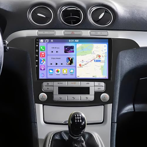 9 Inch Android 13 Car Stereo for Ford S-Max 2007-2015 Double Din IPS Touch Screen Car Radio Receiver w/Wireless Carplay and Android Auto GPS Navigation Bluetooth AHD SWC BT Backup Camera Mic, 2+32G