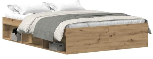 Estructura de Cama Roble Artesanal 135x190 cm, Muebles de Dormitorio, Base de Cama, Cama Doble, vidaXL