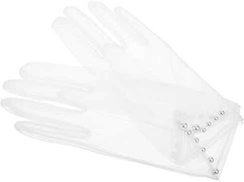 CALLARON 1paar Brauthandschuhe Mesh Mit Perlen Hochzeitsaccessoires Für Braut Passend Für Und Feierlichkeiten Leicht Und Für Ganzen Tag