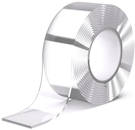 GTKWEX Cinta Doble Cara Extrafuerte Transparente – Cinta Adhesiva Doble Cara para Montaje Interior y Exterior, Resistente al Agua, No Deja Rastro, Ideal para Paredes y Baldosas (0.8MM, 3CM)