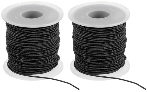 PATIKIL Hilo Elástico para Pulseras 164 Pies/50 Metros De Longitud 1.2 Mm De Diámetro 2 Rollos Cuerda Elástica Resistente para Fabricación De Joyería Collares Manualidades Arte DIY Negro
