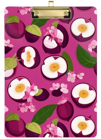 Mignon mangoustan fruits rose vif planchette à pince de travail en plastique taille légale porte-bloc scientifique pour porte-facture automatique 31,8 x 22,9 cm
