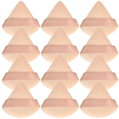 Maxqzin 12 x Puderquasten, dreieckige Puderquaste, Puderquaste, Gesichts-Make-up-Schwämme für Körper, lose Puder, Schönheit, Make-up-Werkzeug