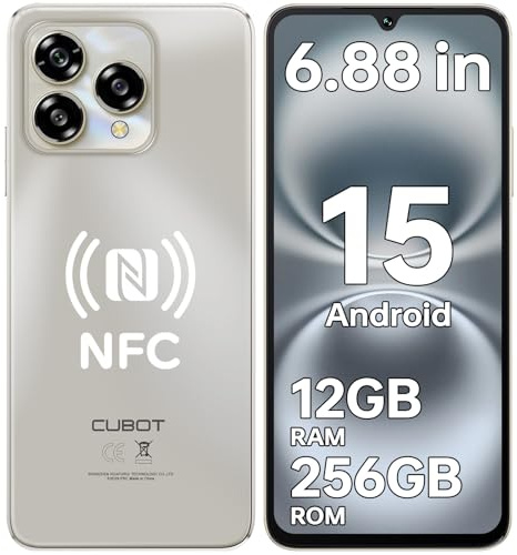 CUBOT A40 Android 15 Mobile Phone 2025-12GB + 256GB, 6.88/120Hz Display SIM-Free & Unlocked Mobile Phones, 48MP Camera, 5100mAh, Smartphone 4G Dual SIM/Face Unlock/OTG/NFC/GPS/Dual Speakers