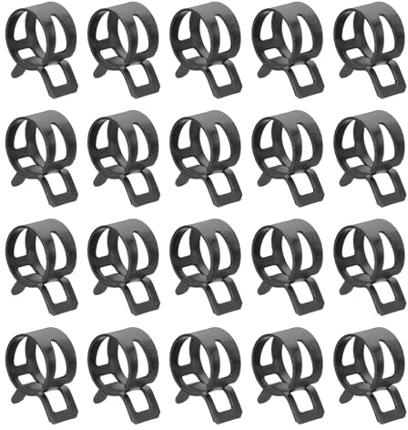 sourcing map 20pcs Spring Band Type Hose Clamps 14mm Fuel Line Hose Spring Clip Silicone Vacuum Hose Pipe Clamp Low Pressure Tube Clip Fastener, Black