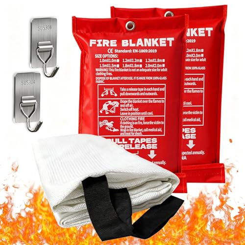 Coperta antincendio altamente efficace per cucine e incendi grassi, coperta antincendio in fibra di vetro per estinguere gli incendi in casa, cucina, garage e officina, sicura e facile da usare (2